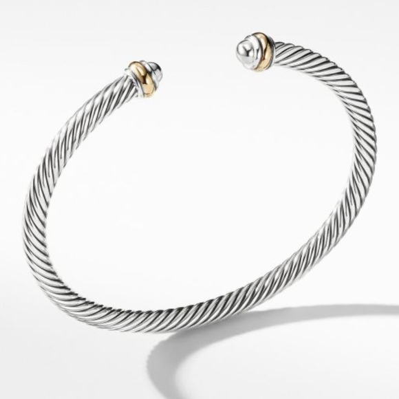 David Yurman Jewelry - David Yurman Classic Cable Bracelet in Sterling Silver with 18K Yellow Gold, 4mm
